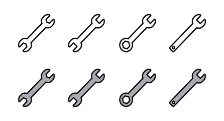 Set of wrench icons. Wrench vector icon. Spanner symbol