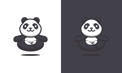 Cute yoga panda, vector cartoon illustration 