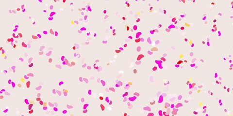 Light pink, yellow vector background with random forms.