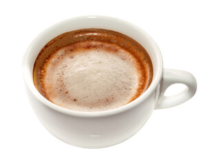 White cup of coffee on a white background.Isolated image.