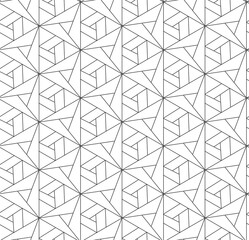 Continuous Minimal Vector Geo Background Texture. Repeat East Graphic Polygon Shapes Pattern. Repetitive Wave Hexagon Grid 