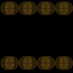 Gold Art Deco pattern on a black background, with linear geometric style. Template for web, wallpaper, digital graphics, packaging, objects, packaging and artistic decorations.