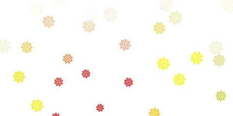 Light green, red vector pattern with colored snowflakes.