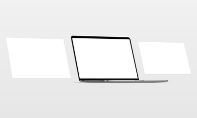 Laptop with blank screen and blank framework web pages. Mockup for responsive web-design or showing screenshots. Vector illustration