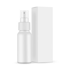 Download Nasal Spray Bottle With Box Mockup Front View Isolated On White Background Vector Illustration Wall Mural Evz