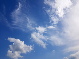 Blue sky clouds background. Beautiful day sky landscape