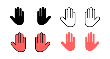 Set of Stop icons. Hand symbol. Hand icon vector