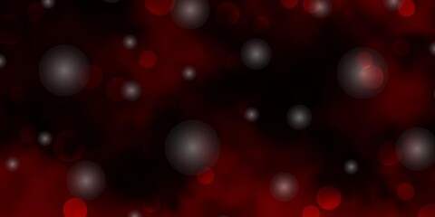 Dark Red vector texture with circles, stars. Colorful disks, stars on simple gradient background. Design for posters, banners.