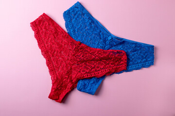 female lingerie on pink background