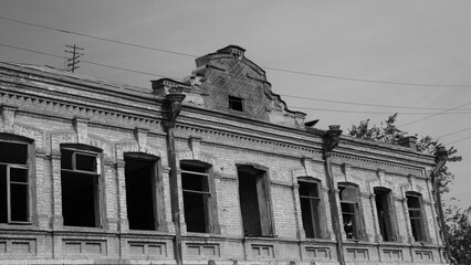 
Destroyed old residential building in Russia