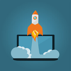 vector background with rocket launch