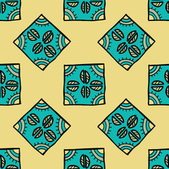 Seamless vector of tribal style geometric doodles on pastel color background, easy beautiful art for making many kinds of printing or textile pattern
