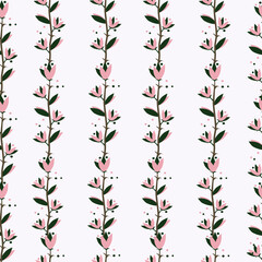 Illustration of a pattern of pink and green flowers can be used as wallpaper