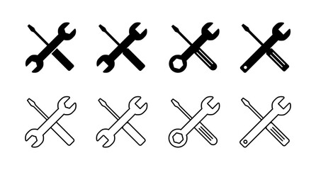 Set of Repair icons. Wrench and screwdriver icon. tings vector icon. Maintenance