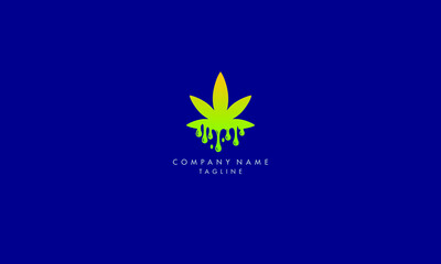 Unique Cannabis dripping leaf logo icon, Graphics for weed business logo.