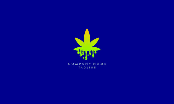 Unique Cannabis dripping leaf logo icon, Graphics for weed business logo.