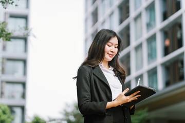 Beautiful young asian woman  using tablet pc