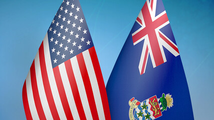 Fototapeta premium United States and Cayman Islands two flags