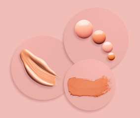 Make up foundation drop smudge texture nude pink background