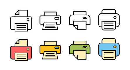 Set of Printer icons. print icon. Fax vector icon.
