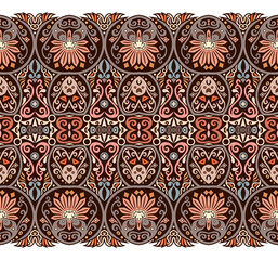 Abstract ethnic nature tile stripe seamless border