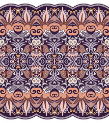 Abstract ethnic nature tile stripe seamless border