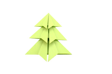 A origami christmas tree on white