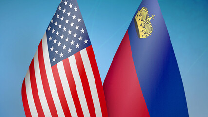 United States and Liechtenstein two flags