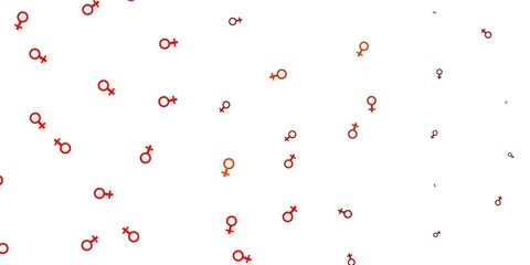 Light Red, Yellow vector background with woman symbols.