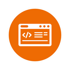 Code optimization, coding icon / orange color