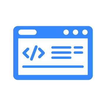 Code optimization, coding icon / blue color