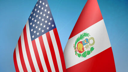 Obraz premium United States and Peru two flags