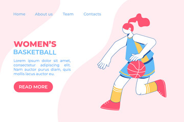 Woman playing basketball concept. Girl training dribble.