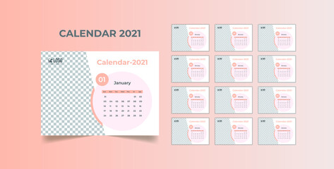 Minimal, stationary desk calendar 2021