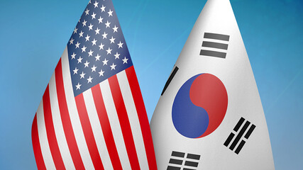 United States and South Korea two flags