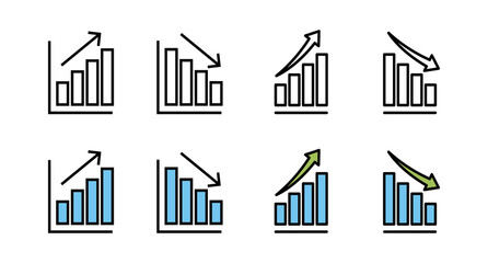 set of Growing graph Icons. Chart icon. Graph Icon vector