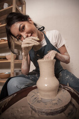 Woman in a potter's workshop