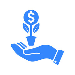 Investment, start up business blue icon