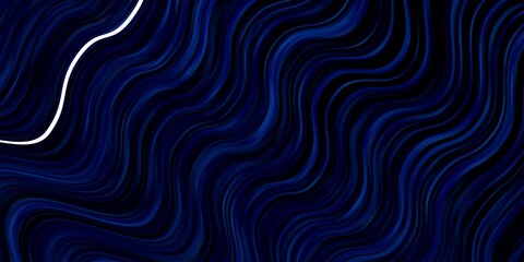 Dark BLUE vector background with curved lines. Abstract illustration with gradient bows. Pattern for business booklets, leaflets
