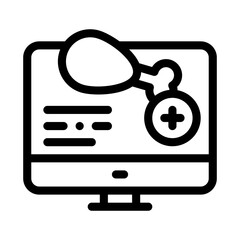 Obraz premium internet food order computer screen icon vector. internet food order computer screen sign. isolated contour symbol illustration