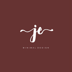 J E JE Initial handwriting or handwritten logo for identity. Logo with signature and hand drawn style.