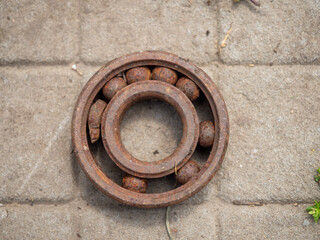 Old bearing on a wooden surface