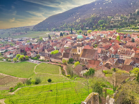 Alsace. Traditional houses in beautiful village. Alsace,France. Europe