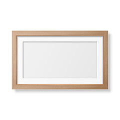 Vector 3d Realistic Horizontal Brown Wooden Simple Modern Frame Icon Closeup Isolated on White Background. It can be used for presentations. Design Template for Mockup, Front View