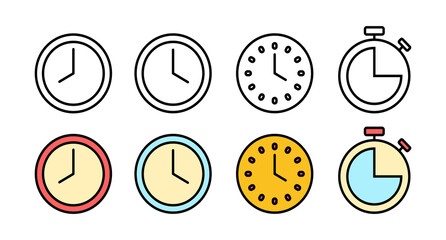 set of Clock icons. Time icon vector. Clock vector icon