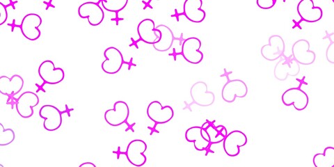 Light Purple, Pink vector backdrop with woman's power symbols.