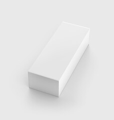 White box Mockup, blank carton container 3d rendering isolated on light background