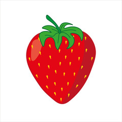 Red strawberry isolated on white background. Vector illustration in flat style.