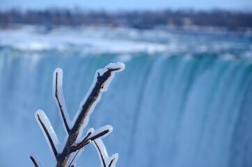 Frozen falls and lake