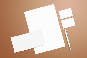 Corporate Stationery Set Mock-up on blue background